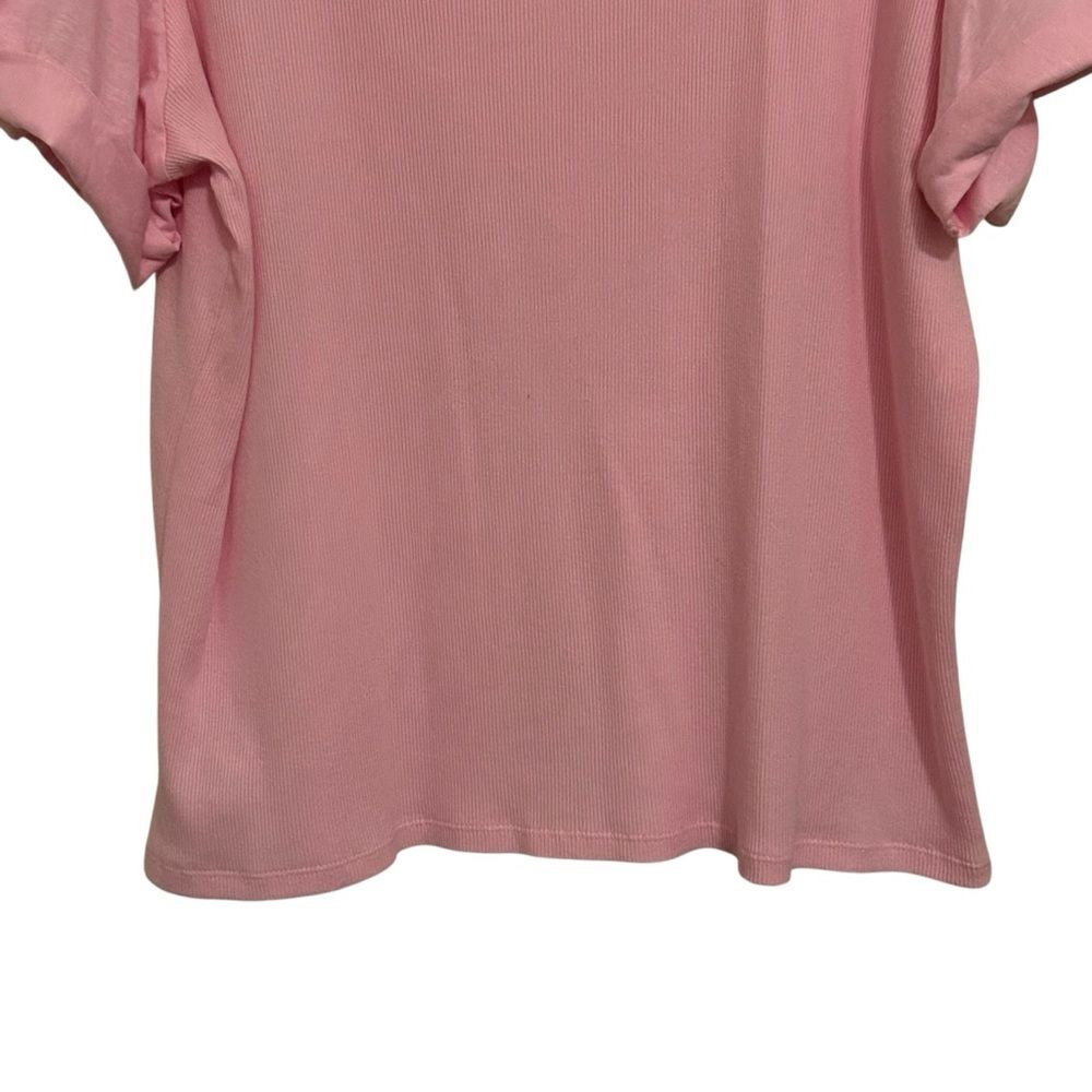 VINCE CAMUTO NWT Women's Pink Peony Short Puff Sleeve Ribbed Top XXL - Picture 8 of 14